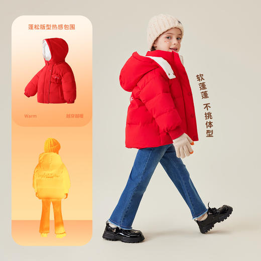 【90-140】【MQDmini】女童冬款保暖时尚短款羽绒服新年红拜年服 商品图6