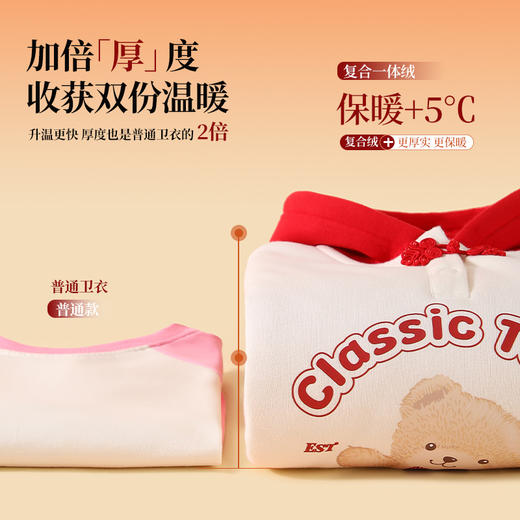 【加绒拜年服】【100-130】【精典泰迪】女童冬款保暖加绒连帽卫衣拜年服 商品图4