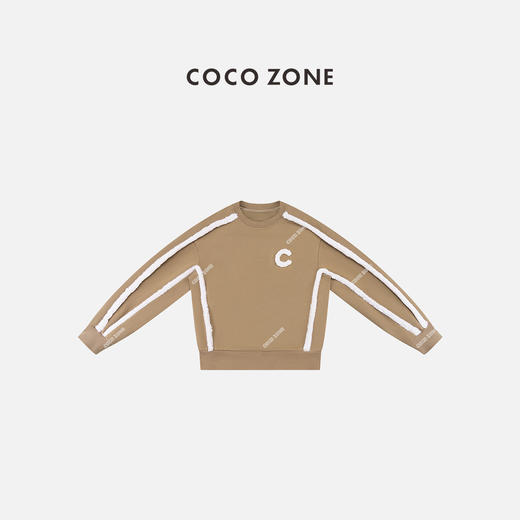 COCO ZONE 美式复古字母刺绣加绒保暖休闲卫衣CC1D2666 商品图0
