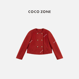 COCO ZONE 100绵羊毛秋冬圆领外套长袖上衣CC2D2411