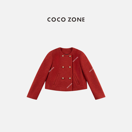 COCO ZONE 100绵羊毛秋冬圆领外套长袖上衣CC2D2411 商品图0