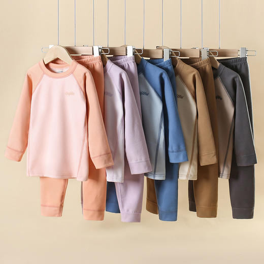 2024新款儿童插肩袖无痕保暖内衣套装男女童秋冬加绒圆领秋衣秋裤 商品图6