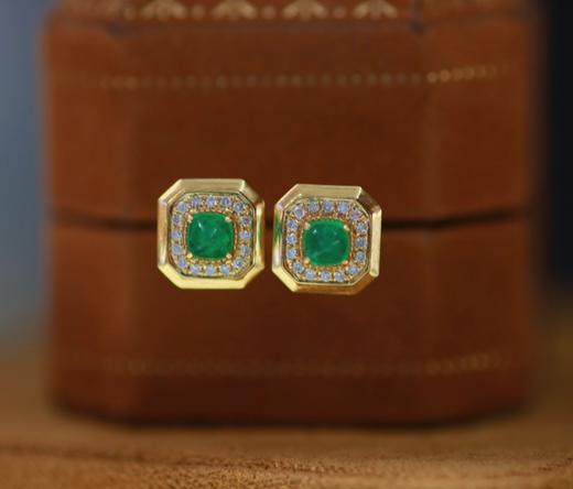 18k金哥伦比亚祖母绿钻石耳钉 商品图1