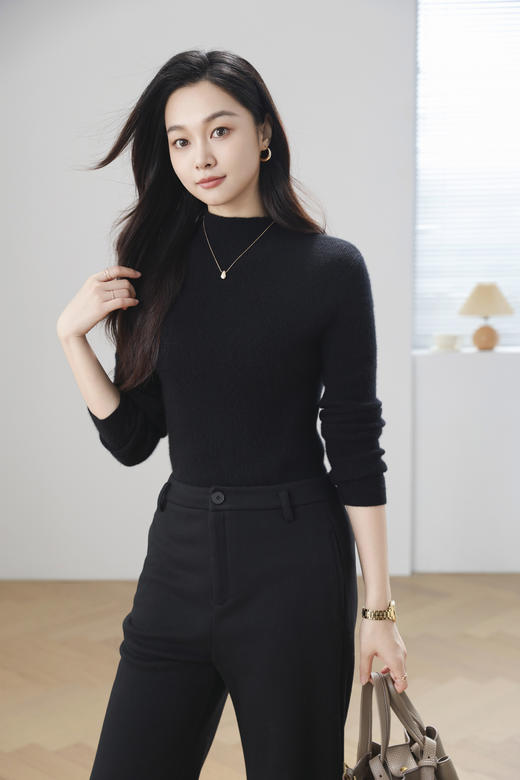 （纱线克重均升级）火桐hooton 无缝一体半高领山羊绒打底衫24A221 商品图2