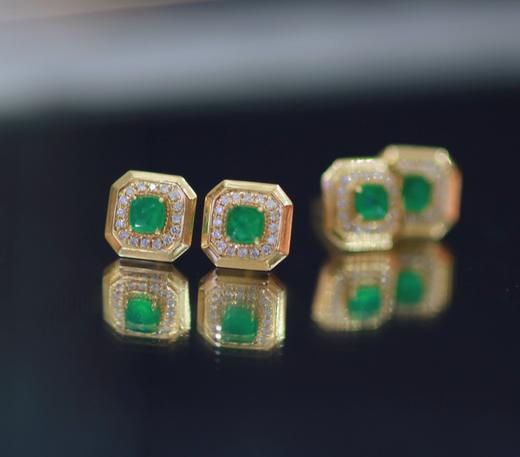 18k金哥伦比亚祖母绿钻石耳钉 商品图3