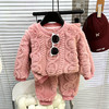 儿童秋冬法兰绒睡衣套装韩版男童加绒加厚家居服女童保暖内衣套装 商品缩略图2
