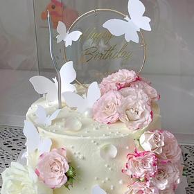 【网红鲜花蝴蝶定制蛋糕】创意鲜花蛋糕