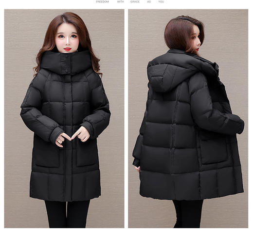 加厚羽绒服妈妈装，连帽中长款白鸭绒外套QYM-KED-AOL911-Y 商品图2