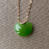 18K玫瑰金和田玉（碧玉）镶钻项链--相思豆/豆形10*13mm/链长40+2cm/苹果绿 商品缩略图0