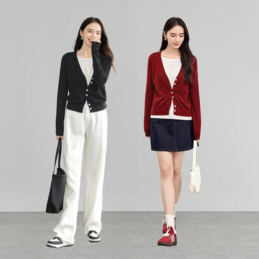 【内购】尚都比拉时髦知识分子miu风撞色假两件含绵羊毛针织假两件上衣-W51H57986 商品图1