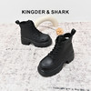经典鲨2024年冬季新款黑色百搭圆头侧拉链加绒通勤马丁靴女KW163-D58151 商品缩略图0