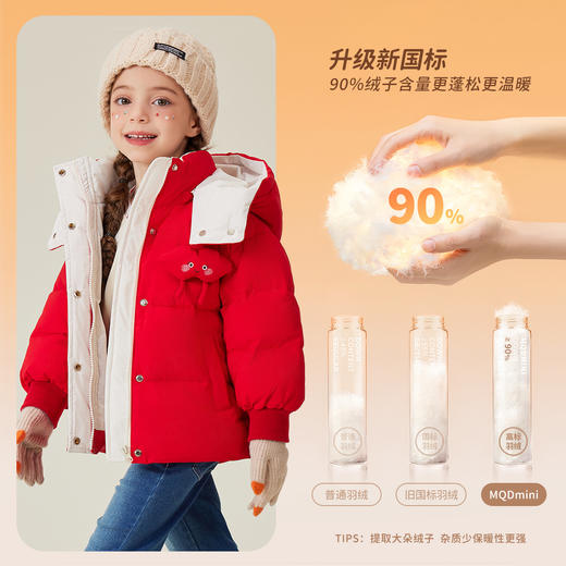 【90-140】【MQDmini】女童冬款保暖时尚短款羽绒服新年红拜年服 商品图4