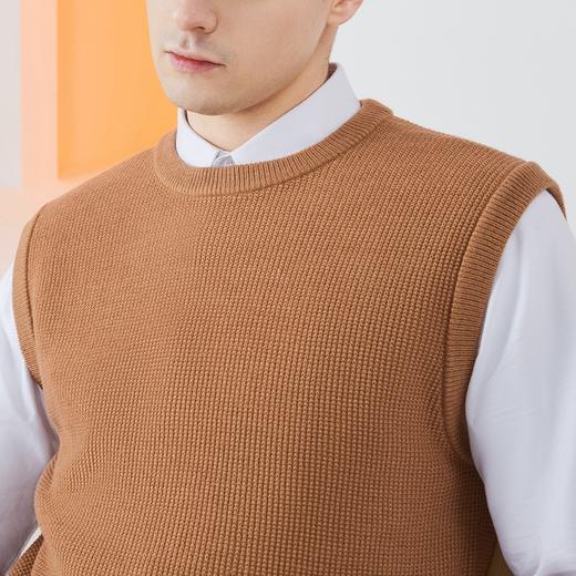 柒牌男士圆领毛衣背心秋冬新款时尚休闲含羊毛保暖马甲厚毛衫	123Y70430 商品图2