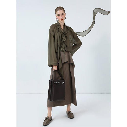 COCOBELLA多层次荷叶边飘带气质雪纺衫春夏灵动飘逸开衫LC0007 商品图2