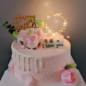 【粉色玫瑰鲜花创意定制】创意鲜花蛋糕