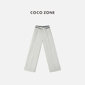 COCO ZONE 秋季慵懒风撞色松紧腰系带休闲裤 CC2D2870