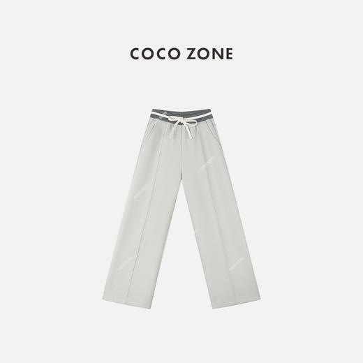 COCO ZONE 秋季慵懒风撞色松紧腰系带休闲裤 CC2D2870 商品图0