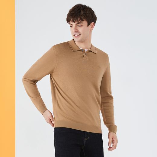 【限时秒杀】柒牌毛衣男时尚休闲百搭弹力翻领字母绣花含羊毛男士长袖针织毛衫123Y70310 商品图2