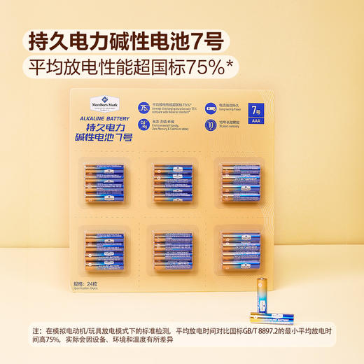 MM 山姆 Member's Mark 持久电力碱性电池 7号24粒 商品图1