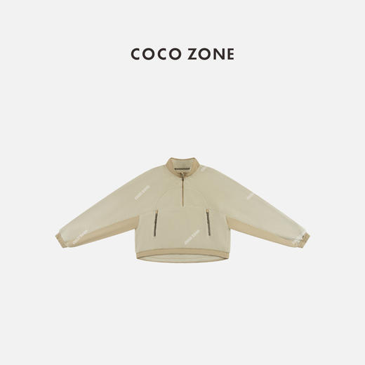 COCO ZONE 秋冬慵懒风拼接立领半拉链长袖卫衣CC1D2678 商品图1