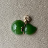 18K玫瑰金和田玉（碧玉）镶钻葫芦吊坠/单面葫芦12*20mm/阳绿 商品缩略图0