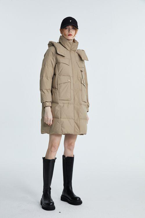 水淼2024冬新品超显瘦加厚气质大方中长款防水雪羽绒服9295 商品图0