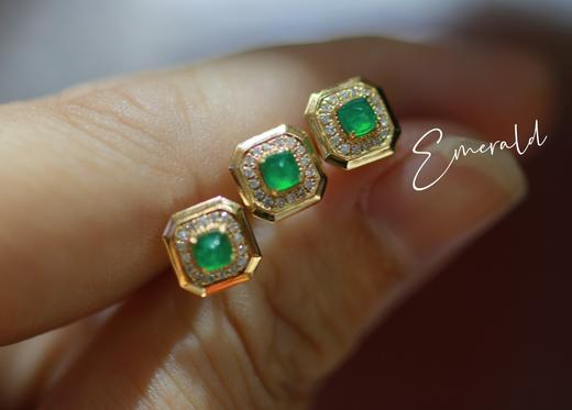 18k金哥伦比亚祖母绿钻石耳钉 商品图6