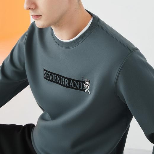 【特价】【柒先生系列】柒牌卫衣男时尚休闲暖燚绒字母印花长袖圆领套头衫	123W70480 商品图2