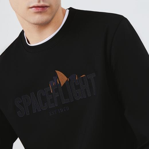 柒牌卫衣男士秋冬款时尚休闲黑色字母绣花圆领长袖上衣123W70170 商品图2