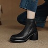 【预售5天】冬新款真皮厚底圆头英伦风马丁靴女粗跟松糕底卡其色复古短靴ZYY&A1072 商品缩略图4