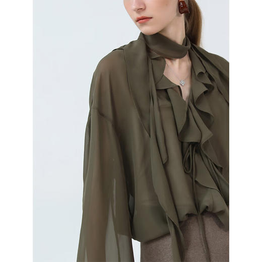 COCOBELLA多层次荷叶边飘带气质雪纺衫春夏灵动飘逸开衫LC0007 商品图1