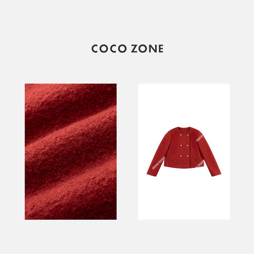 COCO ZONE 100绵羊毛秋冬圆领外套长袖上衣CC2D2411 商品图2