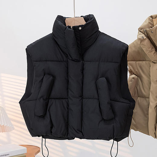 棉马甲女秋冬新款立领加厚宽松短款小香风无袖棉服背心外套 商品图2