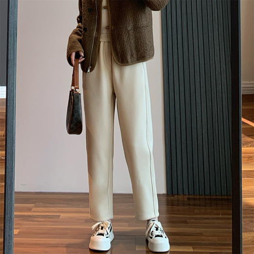 美拉德加绒裤！2024冬季加厚保暖奥利绒休闲萝卜裤显瘦24新款毛呢裤！ 商品图0