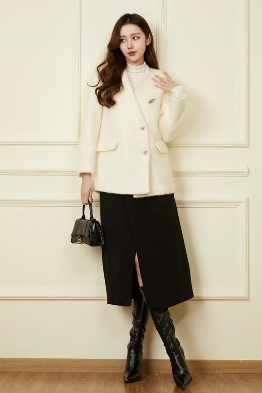 Le Malene 无领羊毛加厚外套 19336【不含胸针】 商品图4