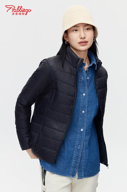 赤兔嗨购轻薄羽绒服女2024年冬季新款立领修身运动鸭绒保暖外套 商品图2
