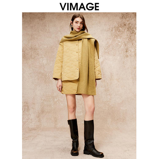 VIMAGE纬漫纪冬季新款气质高级围脖慵懒显瘦棉服V2210805 商品图5