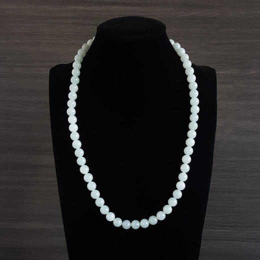 【天然正品】A货翡翠天然精品约10.4MM无杂裂糯种翡翠圆珠项链62CM女士现售价：2980！300924NJM27 商品图6