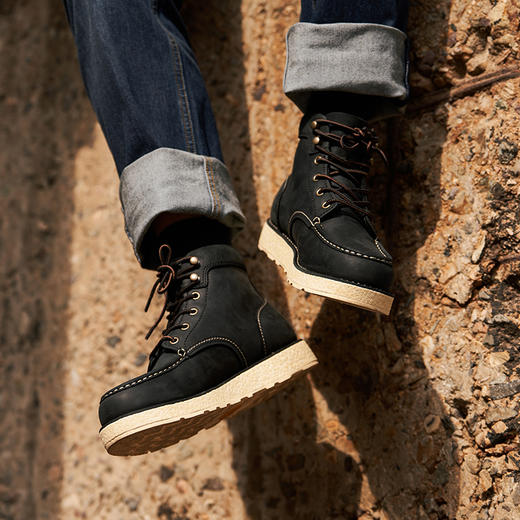 龙韬战术工装靴休闲男经典复古百搭户外马丁靴黄靴潮流男鞋 商品图3