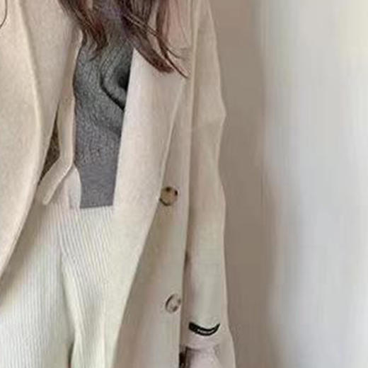奢姿大码女装2024冬季翻驳领中长款外套胖妹妹双排扣羊毛呢大衣6544386908 商品图3