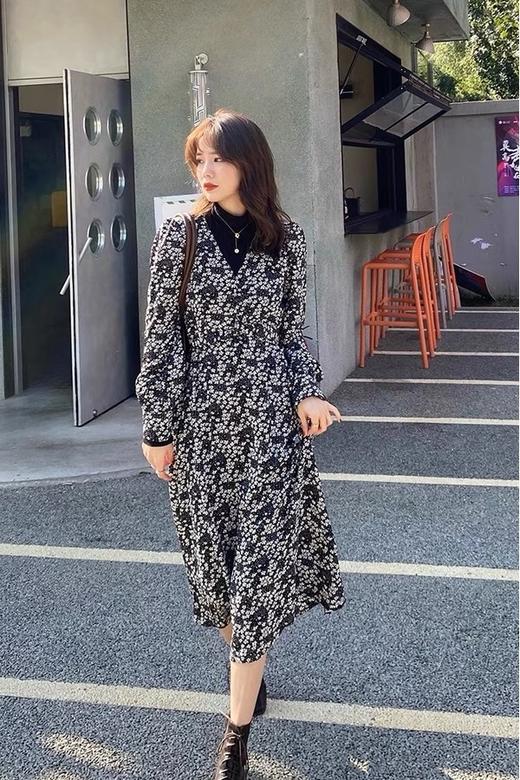 L.Fleuri 黑色碎花温柔两件套 15013 商品图1