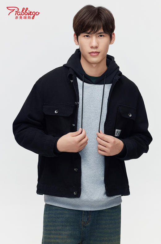 赤兔嗨购2024年秋季新款男士翻领牛仔夹克气质时尚宽松百搭男款外套 商品图3