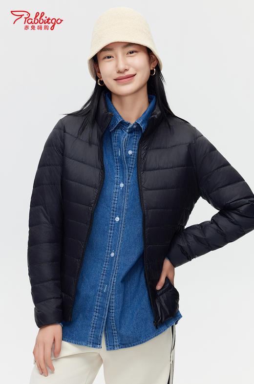 赤兔嗨购轻薄羽绒服女2024年冬季新款立领修身运动鸭绒保暖外套 商品图1