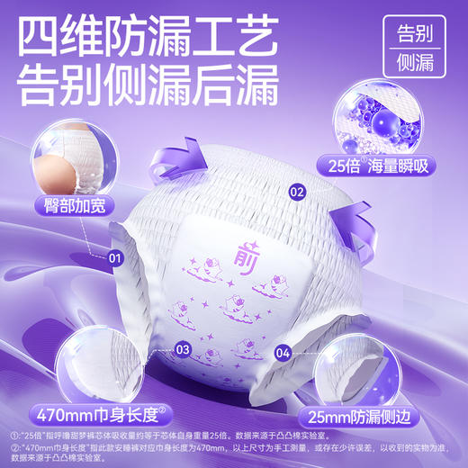 凸凸棉360°防侧漏呼噜甜梦裤M-L码安睡裤3包18条 商品图1