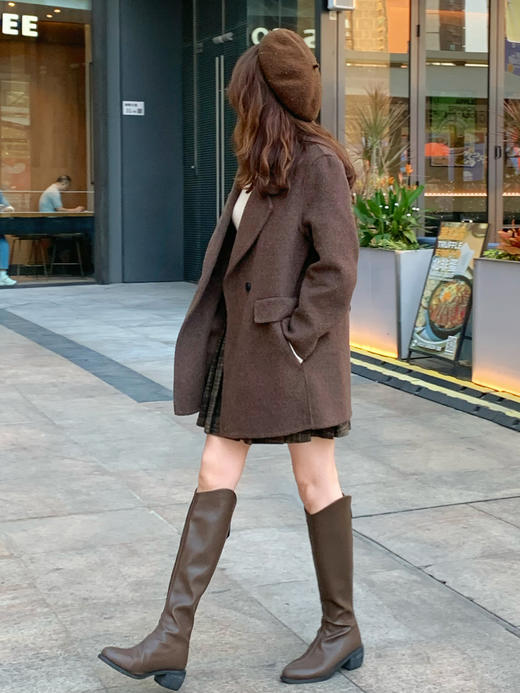 【百图lulu定制】【美拉德羊绒大衣】西装领 气质 中长款  羊绒双面呢大衣 商品图3