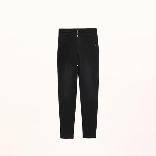 百媚生 羽绒牛仔裤女冬季保暖高腰修身小脚裤24818 商品图5