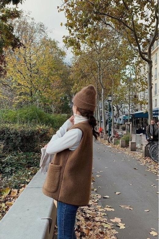 Kai & Kiera 棕色羊羔毛马甲外套 15006 商品图1