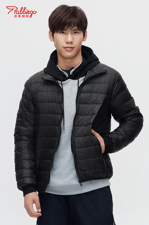 赤兔嗨购轻薄羽绒服男2024年冬季新款立领连帽修身运动短款鸭绒保暖外套 商品图2