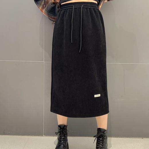 N2全橡筋抽绳下摆贴标长半裙（黑） 冬季 144080080321 商品图0