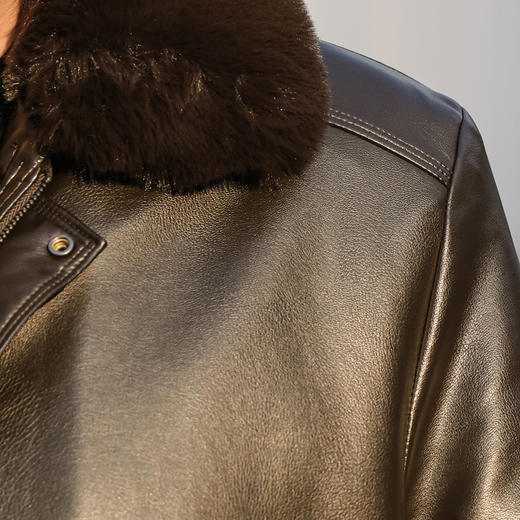 【新款DTX】大依优型大码大毛领皮衣棉服加绒皮夹克PU外套加肥加大肥佬休闲上衣男士胖子秋冬 商品图10